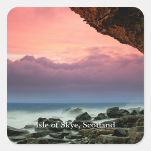 Isle of Skye, Schotland met label, Vierkante Sticker