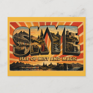 Isle of Skye Schotland Mistig Eiland Vintage Kunst Briefkaart