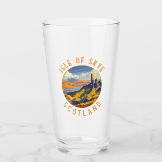 Isle of Skye Schotland Retro Distress Circle Glas (Voorkant)