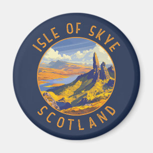 Isle of Skye Schotland Retro Distress Circle Magneet