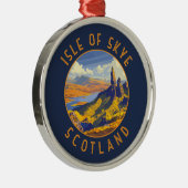 Isle of Skye Schotland Retro Distress Circle Metalen Ornament (Rechts)