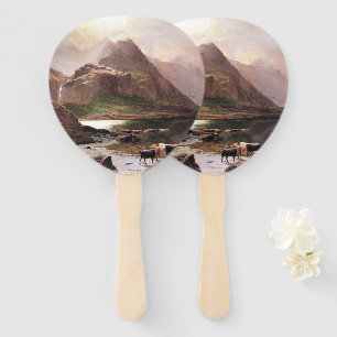 Isle of Skye Scotland Lake Mountains Cows Hand Fan Handwaaier