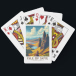 Isle of Skye Scotland Travel Art Vintage Pokerkaarten<br><div class="desc">Isle of Skye retro vector reisontwerp. Het eiland Skye,  dat met een brug verbonden is met de noordwestkust van Schotland,  staat bekend om zijn ruige landschappen,  pittoreske vissersdorpjes en middeleeuwse kastelen.</div>