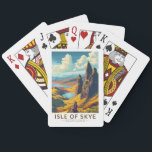 Isle of Skye Scotland Travel Art Vintage Pokerkaarten<br><div class="desc">Isle of Skye retro vector reisontwerp. Het eiland Skye,  dat met een brug verbonden is met de noordwestkust van Schotland,  staat bekend om zijn ruige landschappen,  pittoreske vissersdorpjes en middeleeuwse kastelen.</div>