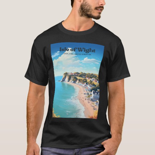 Isle of Wight Engeland Kustreis illustratie T-shirt (Voorkant)