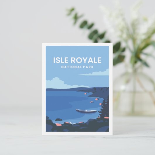 Isle Royale Beroemde Reisplaats Illustratie Briefkaart (Staand voorkant)