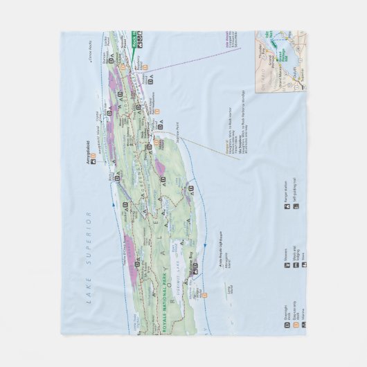 Isle Royale (Michigan) kaart fleece blanket Deken (Voorkant)