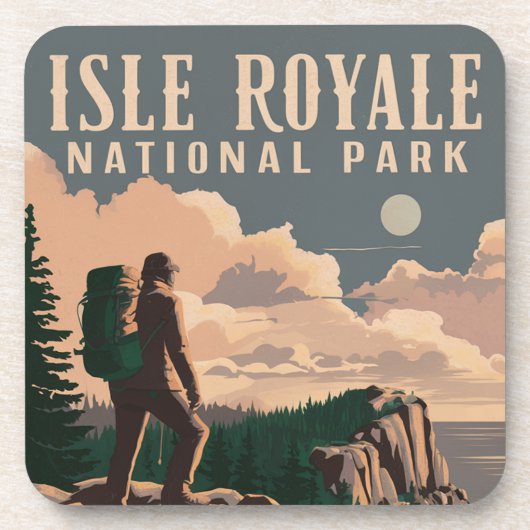 Isle Royale National Park Backpacken Reiskunst Bier Onderzetter (Voorkant)