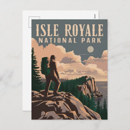 Isle Royale National Park Backpacken Reiskunst Feestdagenkaart (Voorkant / Achterkant)