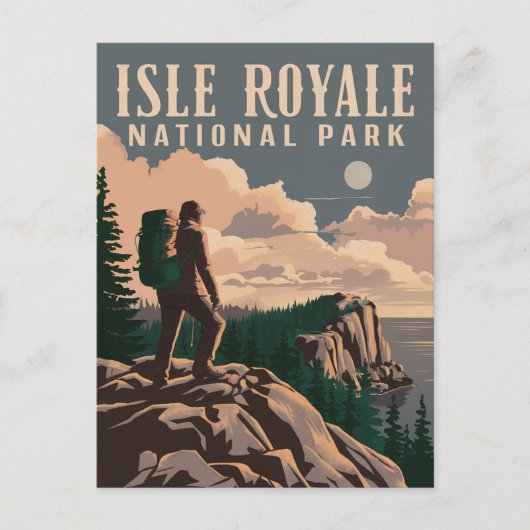Isle Royale National Park Backpacken Reiskunst Feestdagenkaart (Voorkant)
