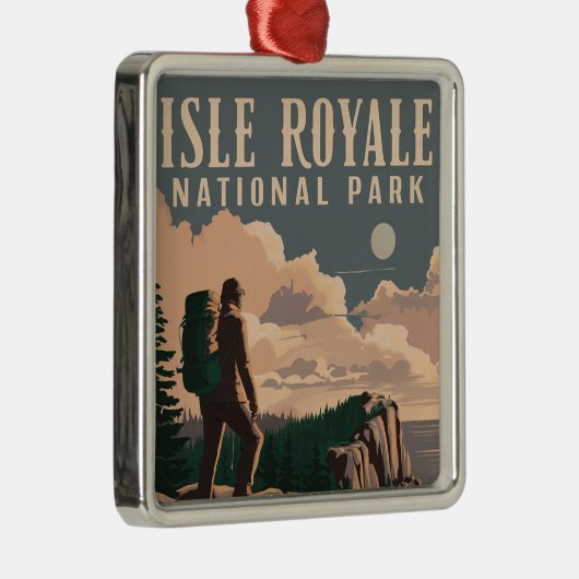 Isle Royale National Park Backpacken Reiskunst Metalen Ornament (Rechts)
