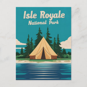 Isle Royale National Park Camping Illustratie Feestdagenkaart