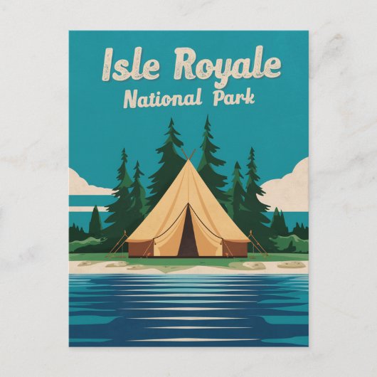 Isle Royale National Park Camping Illustratie Feestdagenkaart (Voorkant)