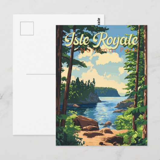 Isle Royale National Park Illustratie Reizen Kunst Briefkaart (Voorkant / Achterkant)