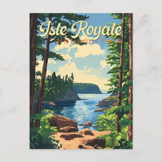 Isle Royale National Park Illustratie Reizen Kunst Briefkaart (Voorkant)