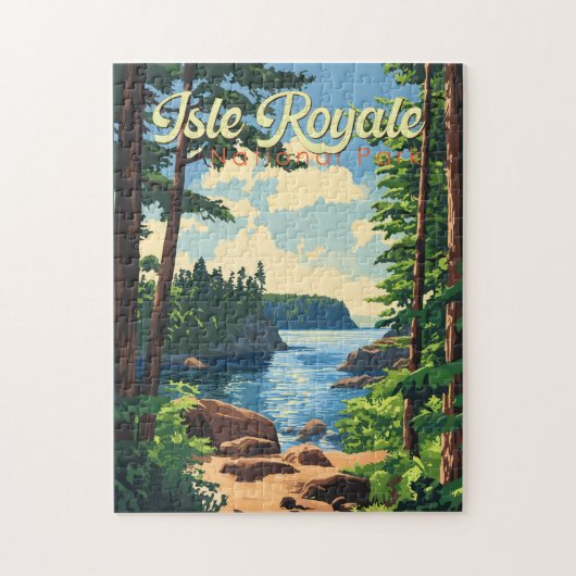 Isle Royale National Park Illustratie Reizen Kunst Legpuzzel (Verticaal)