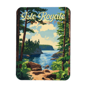Isle Royale National Park Illustratie Reizen Kunst Magneet