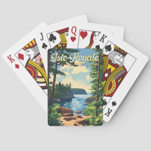 Isle Royale National Park Illustratie Reizen Kunst Pokerkaarten (Achterkant)
