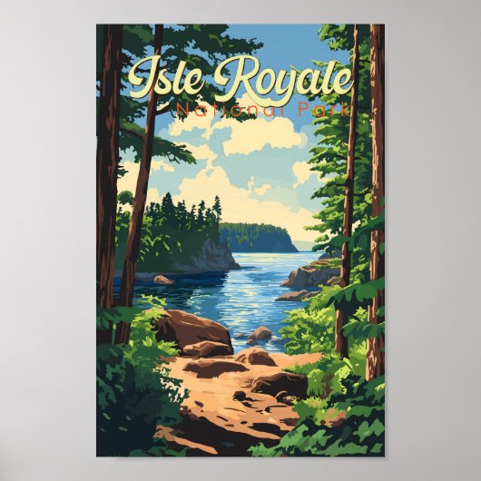 Isle Royale National Park Illustratie Reizen Kunst Poster (Voorkant)