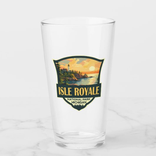 Isle Royale National Park Illustratie Retro Badge Glas (Voorkant)