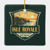 Isle Royale National Park Illustratie Retro Badge Keramisch Ornament (Achterkant)