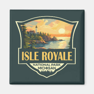Isle Royale National Park Illustratie Retro Badge Magneet