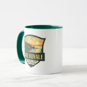 Isle Royale National Park Illustratie Retro Badge Mok (Voorkant links)