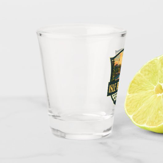 Isle Royale National Park Illustratie Retro Badge Shot Glas (Links)
