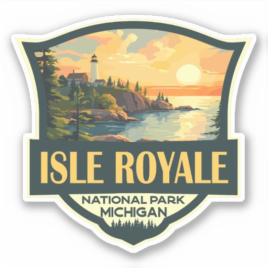 Isle Royale National Park Illustratie Retro Badge Sticker (Voorkant)