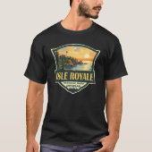 Isle Royale National Park Illustratie Retro Badge T-shirt (Voorkant)