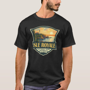 Isle Royale National Park Illustratie Retro Badge T-shirt