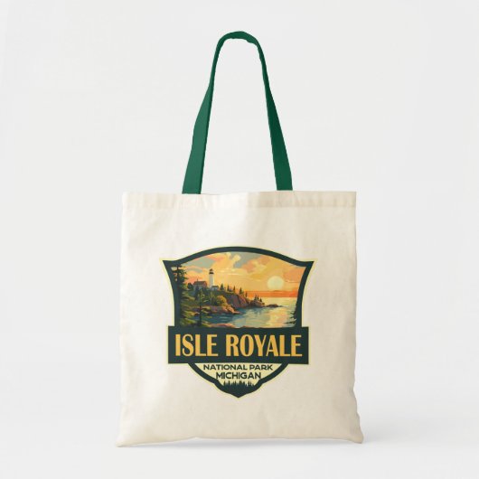 Isle Royale National Park Illustratie Retro Badge Tote Bag (Voorkant)
