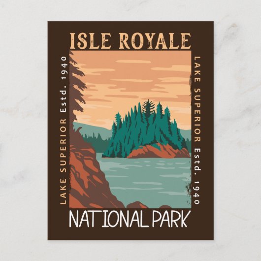 Isle Royale National Park Lake Superior Distress Briefkaart (Voorkant)