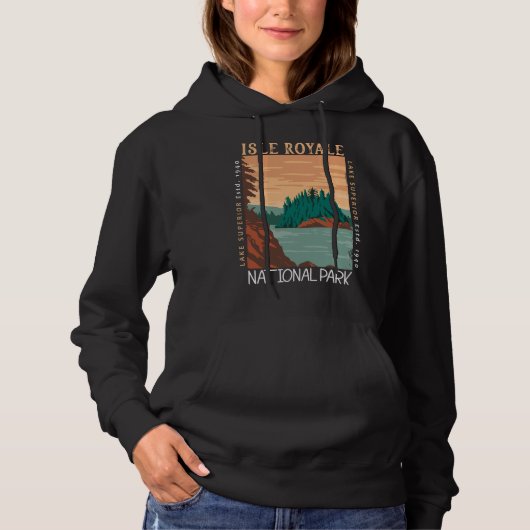 Isle Royale National Park Lake Superior Distress Hoodie (Voorkant)