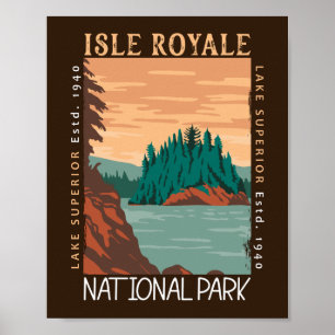 Isle Royale National Park Lake Superior Distress Poster