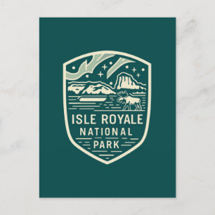 Isle Royale National Park Magical Night Embleem Feestdagenkaart
