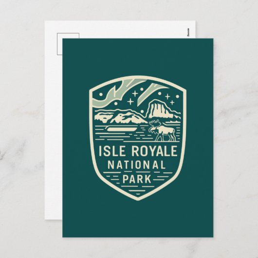 Isle Royale National Park Magical Night Embleem Feestdagenkaart (Voorkant / Achterkant)