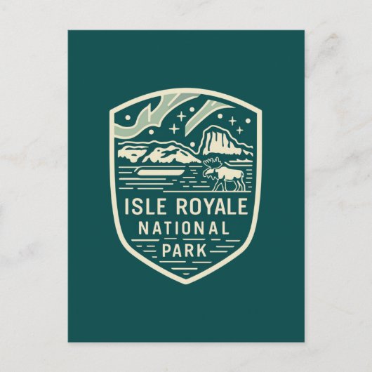 Isle Royale National Park Magical Night Embleem Feestdagenkaart (Voorkant)