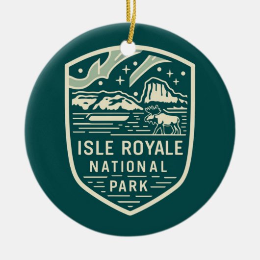 Isle Royale National Park Magical Night Embleem Keramisch Ornament (Voorkant)