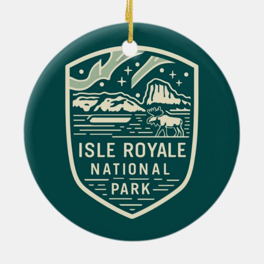 Isle Royale National Park Magical Night Embleem Keramisch Ornament (Achterkant)