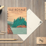 Isle Royale National Park Michigan  Briefkaart<br><div class="desc">De vectorkunstwerk van het eiland Royale in een ontwerp van de vensterstijl. Het park bestaat uit Isle Royale en honderden aangrenzende eilanden,  alsmede de omliggende wateren van het meer van Superior,  in de staat Michigan.</div>