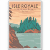 Isle Royale National Park Michigan Retro Sticker (Voorkant)
