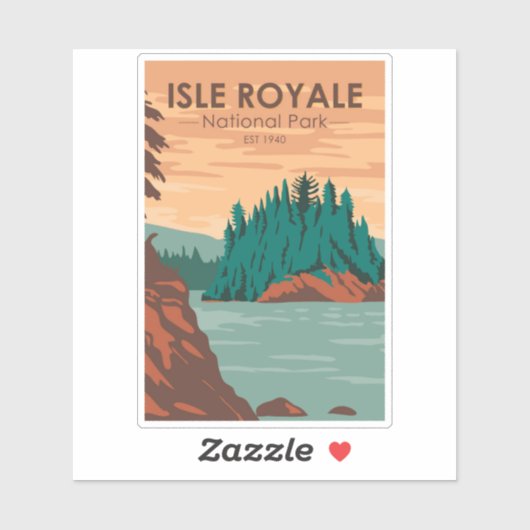 Isle Royale National Park Michigan Retro Sticker (Vel)