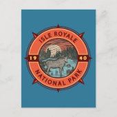 Isle Royale National Park Moose Retro Compass Briefkaart (Voorkant)