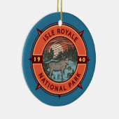 Isle Royale National Park Moose Retro Compass Keramisch Ornament (Rechts)