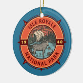 Isle Royale National Park Moose Retro Compass Keramisch Ornament (Links)