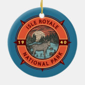 Isle Royale National Park Moose Retro Compass Keramisch Ornament (Achterkant)