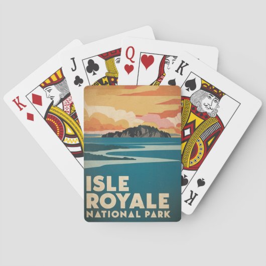 Isle Royale National Park Retro Poster Pokerkaarten (Achterkant)