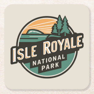 Isle Royale National Park Retro Reisembleem Kartonnen Onderzetters