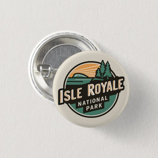 Isle Royale National Park Retro Reisembleem Ronde Button 3,2 Cm (Voorkant /achterkant)